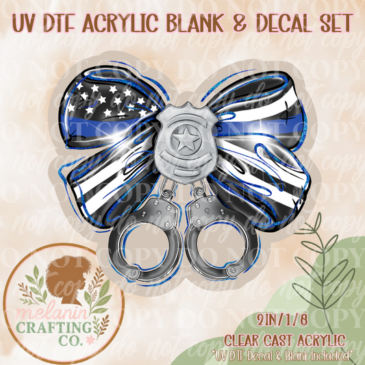 Police Coquette Bow UV DTF Acrylic Blank & Decal Set
