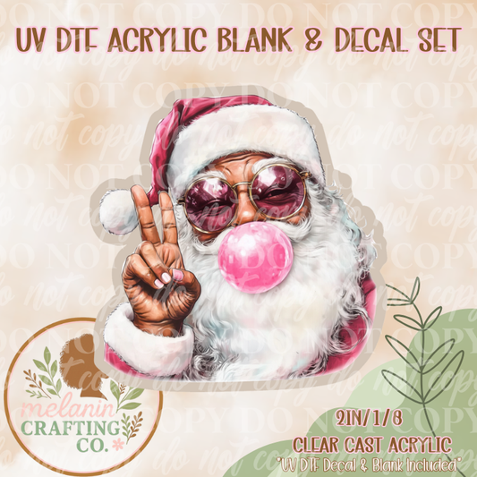 Black Santa UV DTF Acrylic Blank & Decal Set
