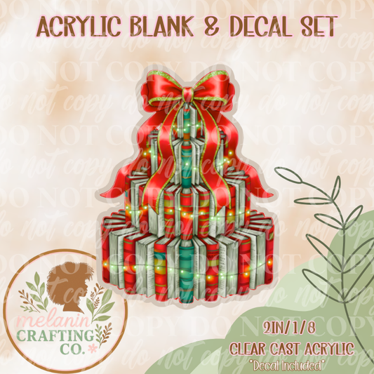 Book Xmas Tree Acrylic Blank & Decal Set