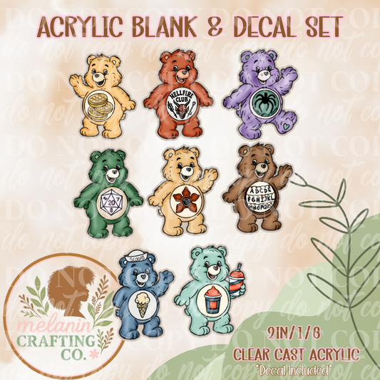 Stranger Bear Singles Acrylic Blank & Decal Set