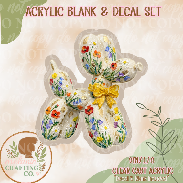 Floral Balloon Dog Acrylic Blank & Decal Set