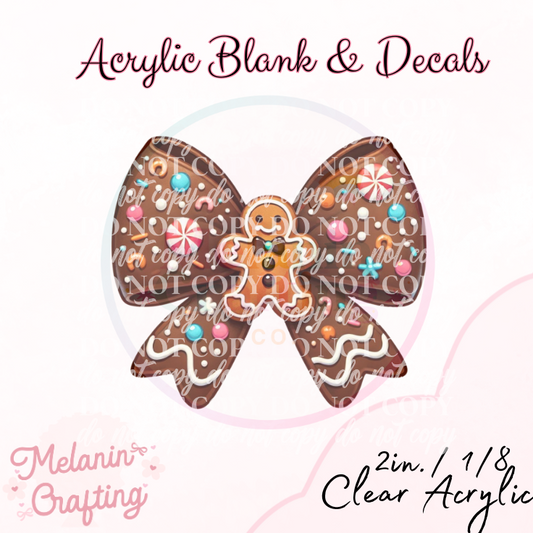 Gingerbread Candy Bow Acrylic Blank & Decal Set