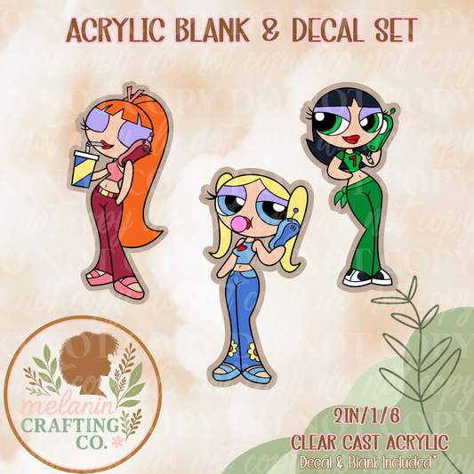 PPG Baddies Acrylic Blank & Decal Set
