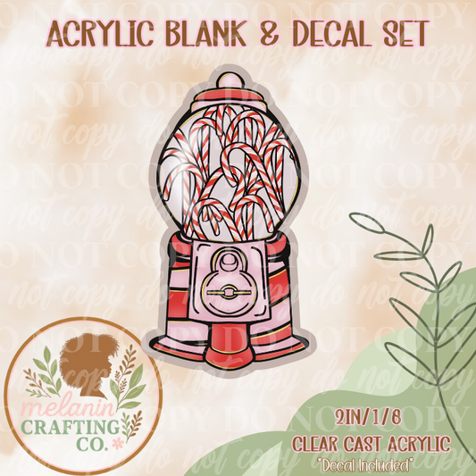 Peppermint Gumball Acrylic Blank & Decal Set