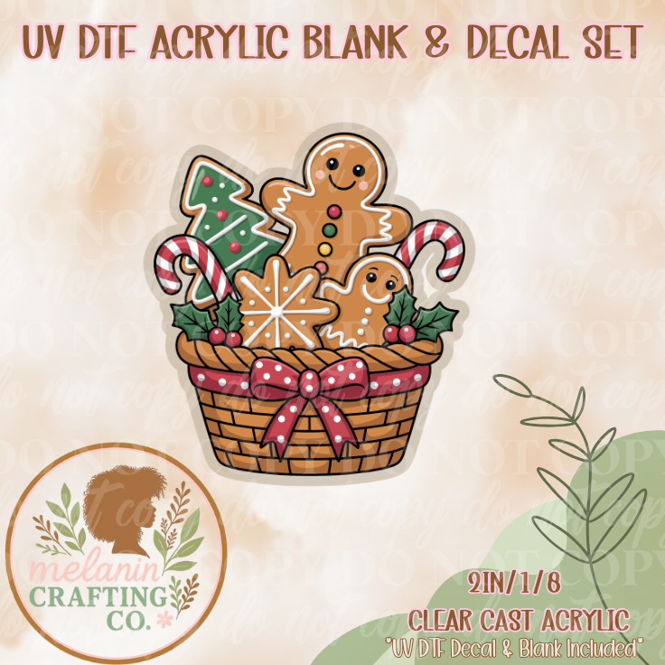 Gingerbread Basket UV DTF Acrylic Blank & Decal Set