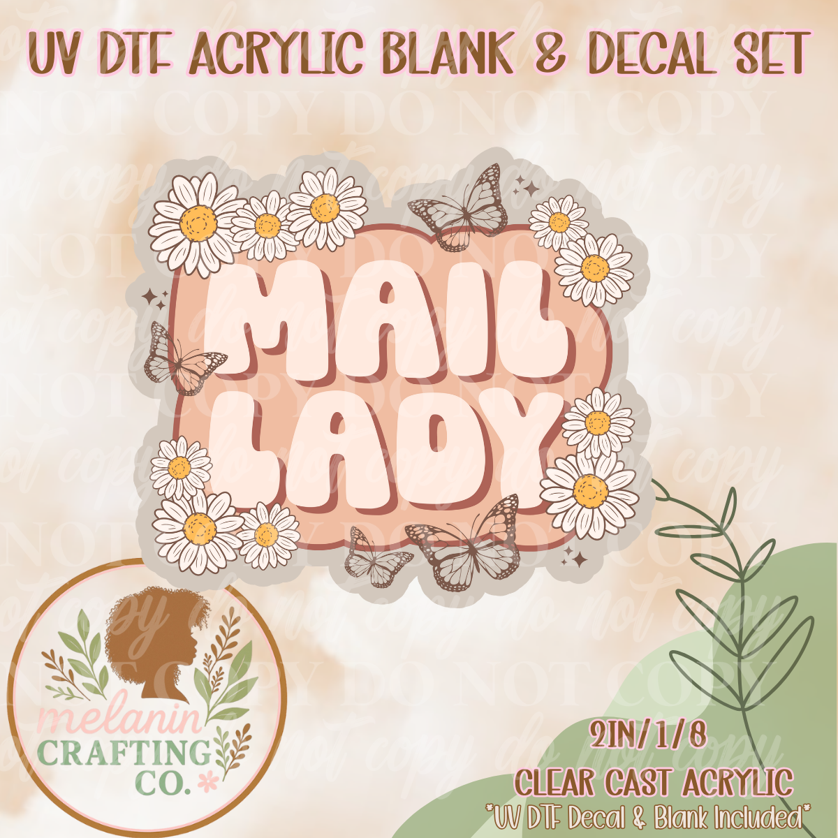 Mail Lady UV Dtf Acrylic Blank & Decal Set
