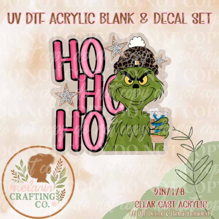Grinchy DB UV DTF Acrylic Blank & Decal Set