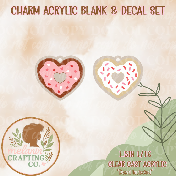 Donut Heart Charm & Decal Set