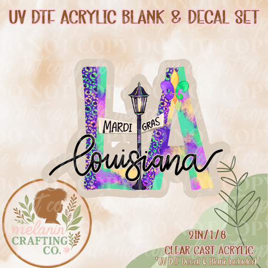 Mardi Gras UV Dtf Acrylic Blank & Decal Set