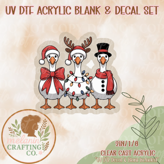 Silly Festive Goose UV DTF Acrylic Blank & Decal Set