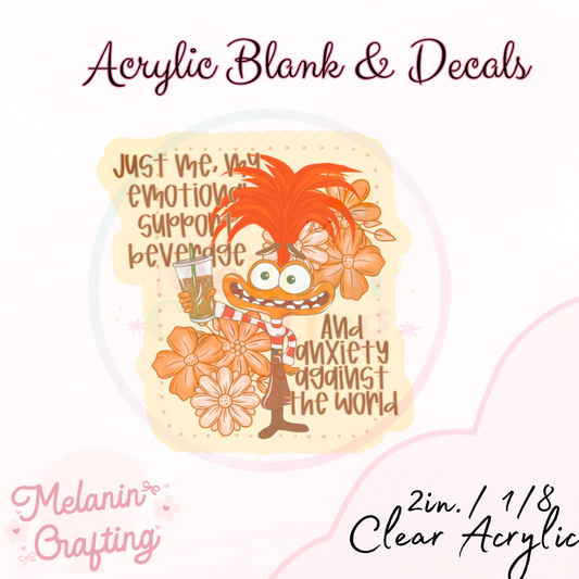 Anxiety Beverage Acrylic Blank & Decal Set