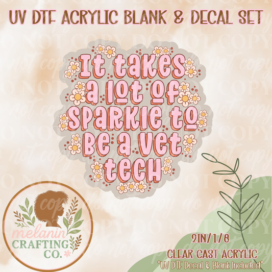 Sparkle Vet Tech UV Dtf Acrylic Blank & Decal Set