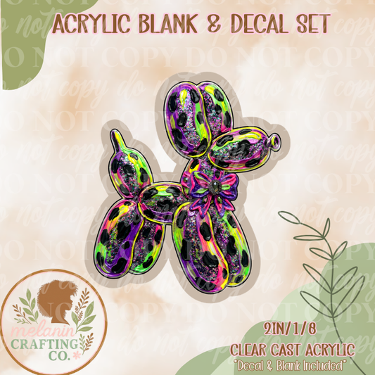 Neon Balloon Dog Acrylic Blank & Decal Set