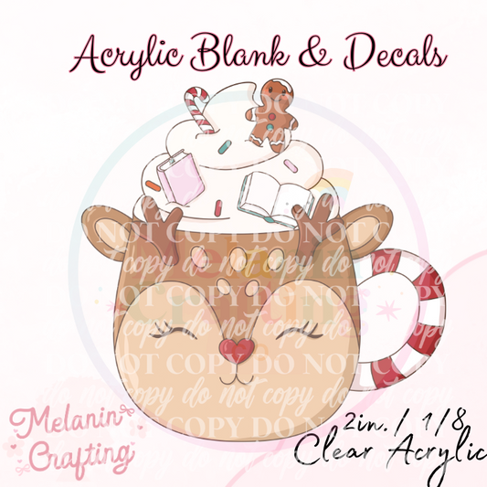 Reindeer Coco Acrylic Blank & Decal Set