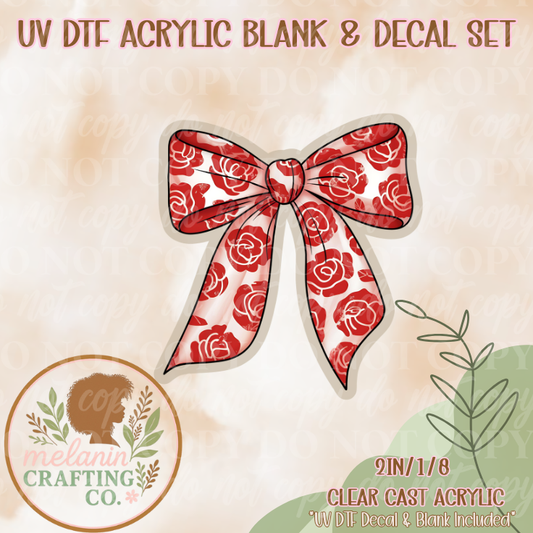 Rose Bow UV DTF Acrylic Blank & Decal Set