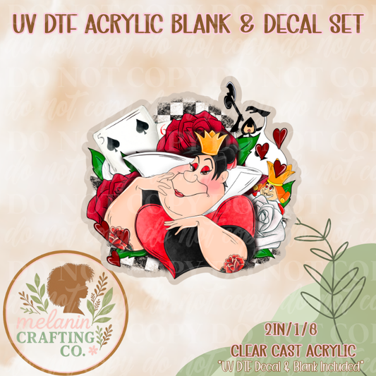 Queen Of Hearts UV Dtf Acrylic Blank & Decal Set