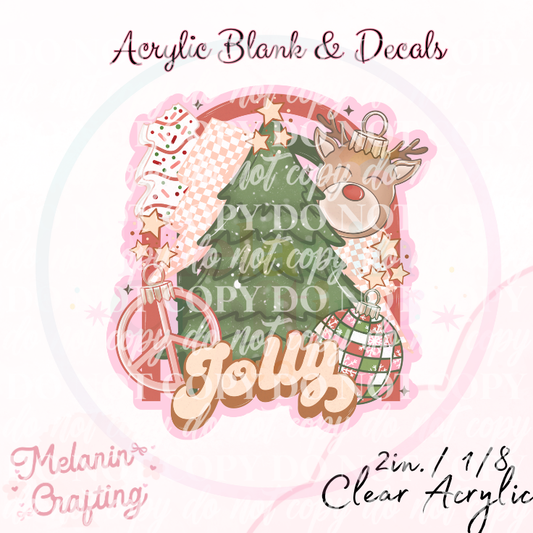 Retro Jolly Christmas Acrylic Blank & Decal Set