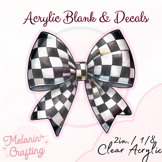 Checkered Bow Acrylic Blank & Decal Set