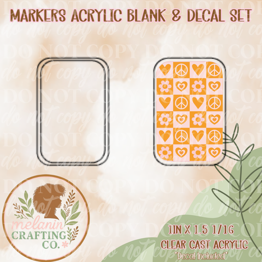 Groovy orange Hearts X-Ray Markers Decal Included)