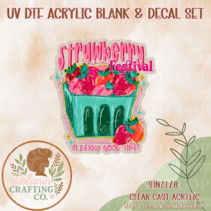 Strawberry Festival UV Dtf Acrylic Blank & Decal Set