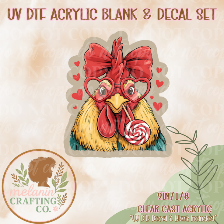 Lovely Chicken  DTF Acrylic Blank & Decal Set