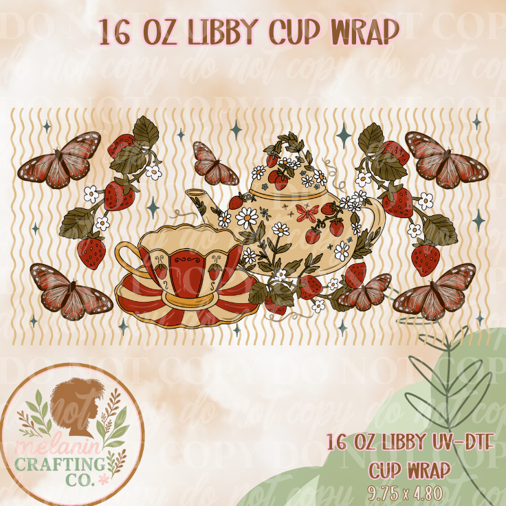 Strawberry Tea Party Cup Wrap