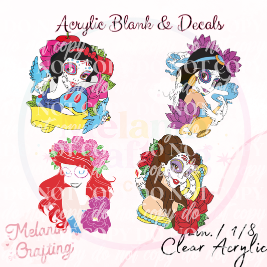 Day Of The Dead Princess Acrylic Blank & Decal Set