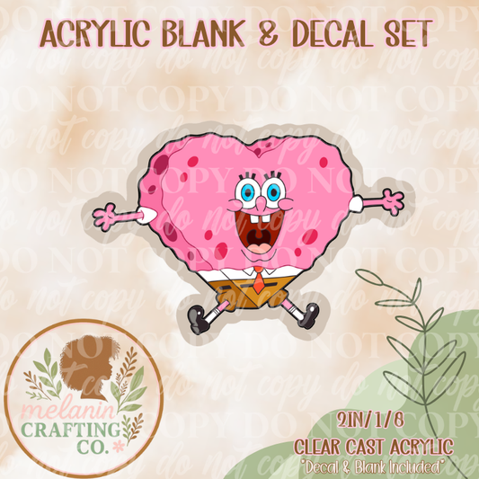 Heart Bob Acrylic Blank & Decal Set