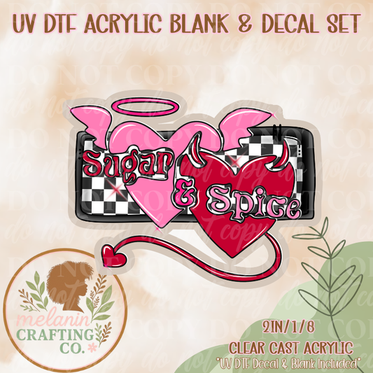Sugar & Spice UV Dtf Acrylic Blank & Decal Set