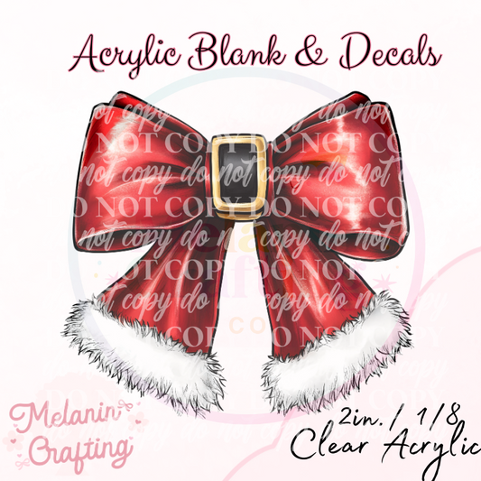 Mrs. Claus Bow Acrylic Blank & Decal Set