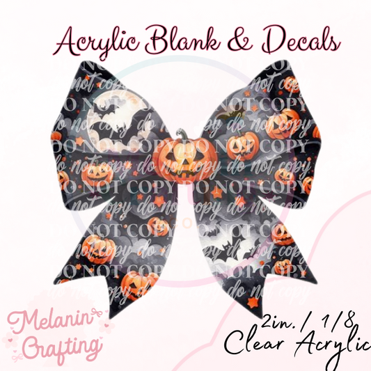 Spooky Night Bow Acrylic Blank & Decal Set