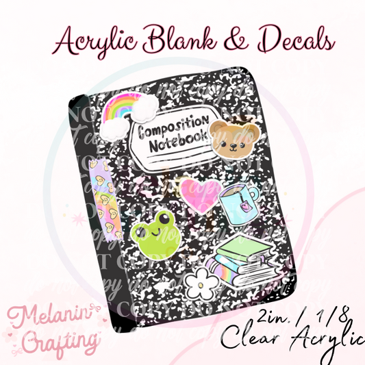 Composition Book Acrylic Blank & Decal Set