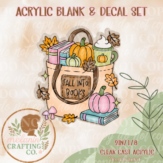 Fall Into Books Acrylic Blank & Decal Set