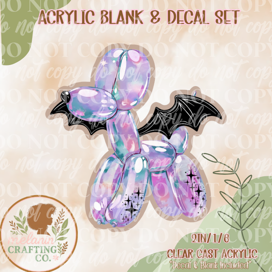 Bat Ballon Dog Acrylic Blank & Decal Set