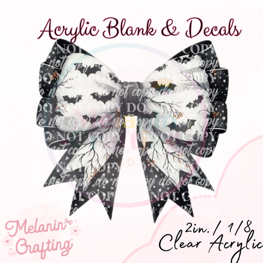 Spooky Bats Halloween Bow Acrylic Blank & Decal Set