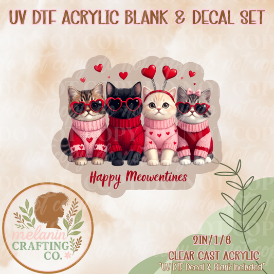 Happy Meowtines UV Dtf Acrylic Blank & Decal Set