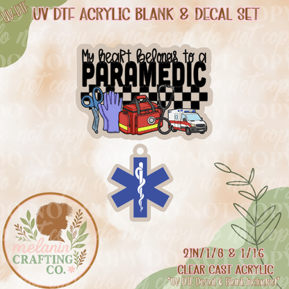 My Heart Belongs To UV Dtf Acrylic Blank Set (Charm Included)