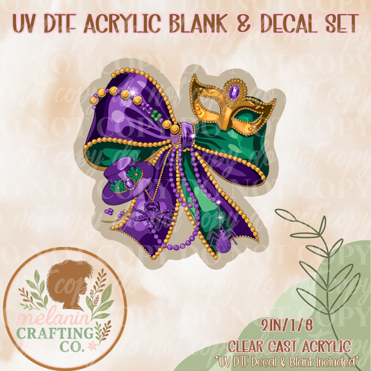 Bayou Beads Bow UV Dtf Acrylic Blank & Decal Set