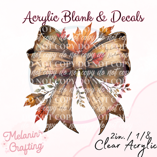 Scripture Fall Bow Acrylic Blank & Decal Set