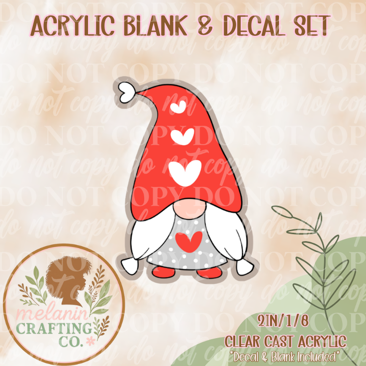 Gnome Love UV DTF Acrylic Blank & Decal Set