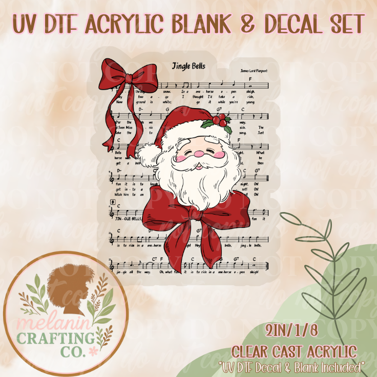 Jingle Bells Music UV DTF Acrylic Blank & Decal Set