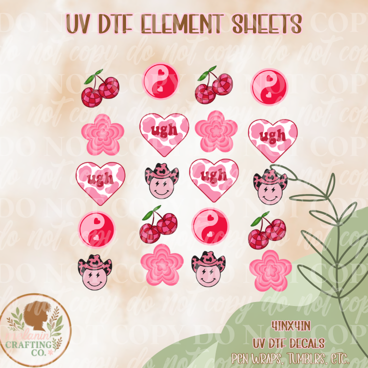 Let's Go Girls! 4x4 UV Dtf Element Sheet