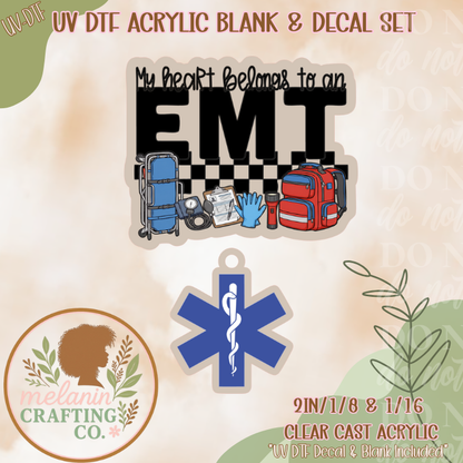 My Heart Belongs To UV Dtf Acrylic Blank Set (Charm Included)