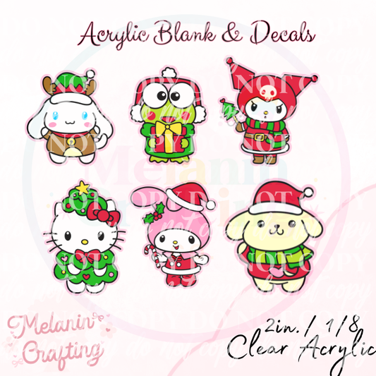 Xmas Sanrio Friends Acrylic Blank & Decal Set