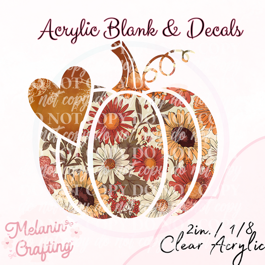 Heart Pumpkin Acrylic Blank & Decal Set