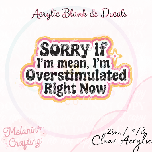 Sorry, Im OverStimulated Acrylic Blank & Decal Set