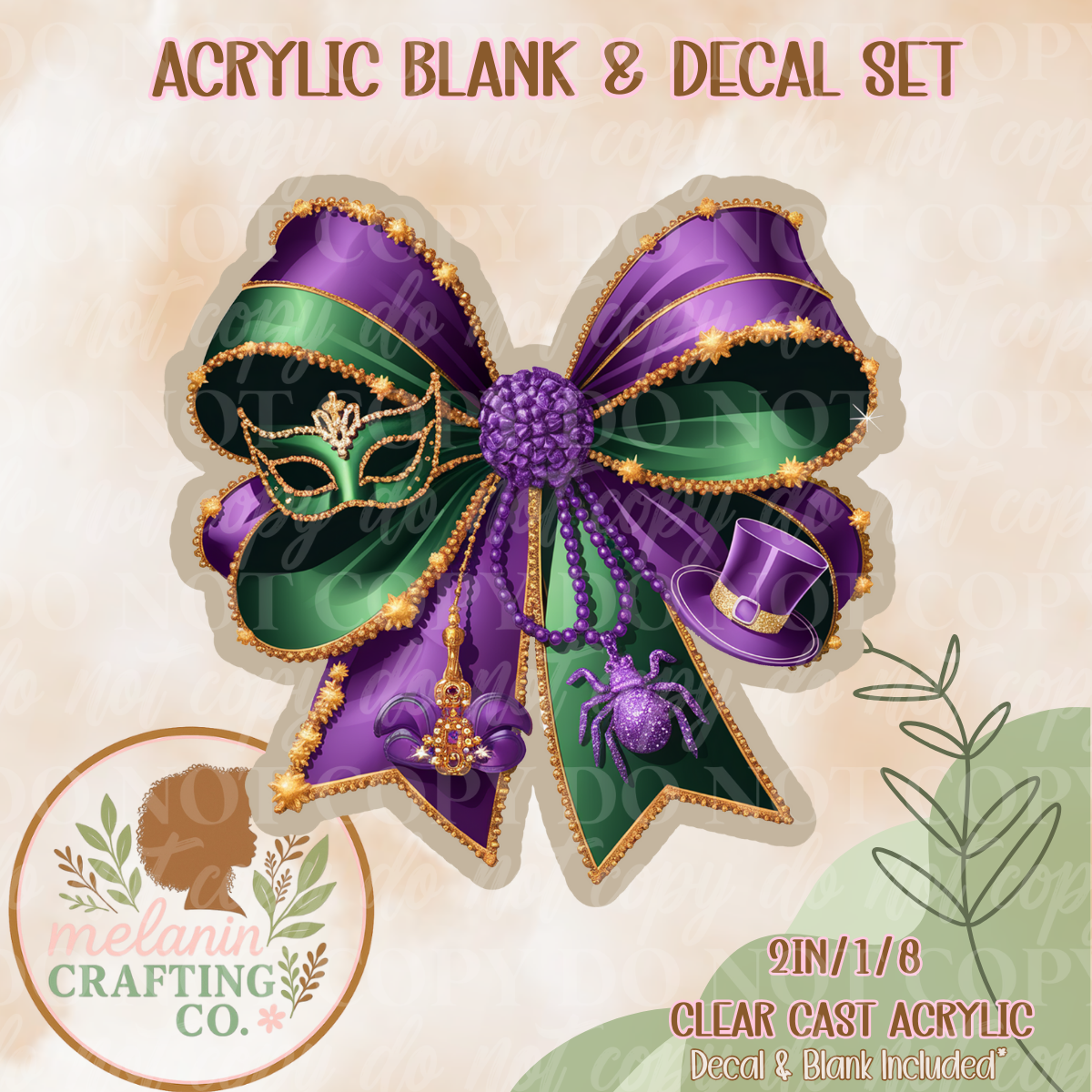 Bayou Bow UV Dtf Acrylic Blank & Decal Set