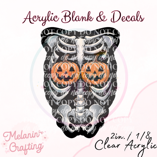 Pumpkin Boobs Skeleton Acrylic Blank & Decal Set
