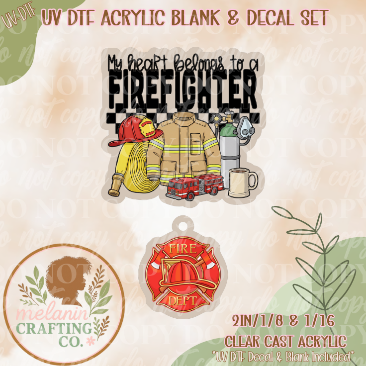 My Heart Belongs To UV Dtf Acrylic Blank Set (Charm Included)