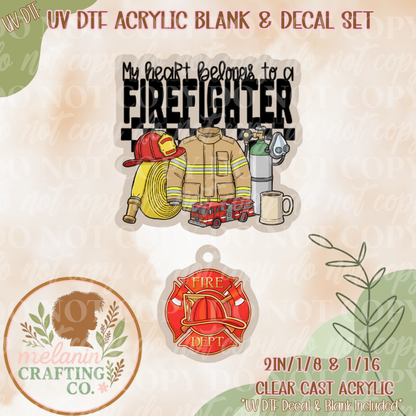 My Heart Belongs To UV Dtf Acrylic Blank Set (Charm Included)